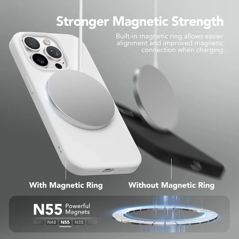 iPhone 14 Pro Case, Compatible w/ Magsafe, 2 Screen & Lens Protectors, White